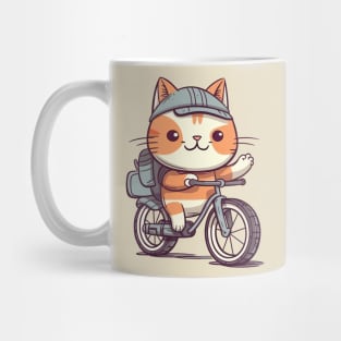 Funny cat rides bicycle Mug